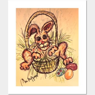 Easter Basket hunting with Rabbit Posters and Art